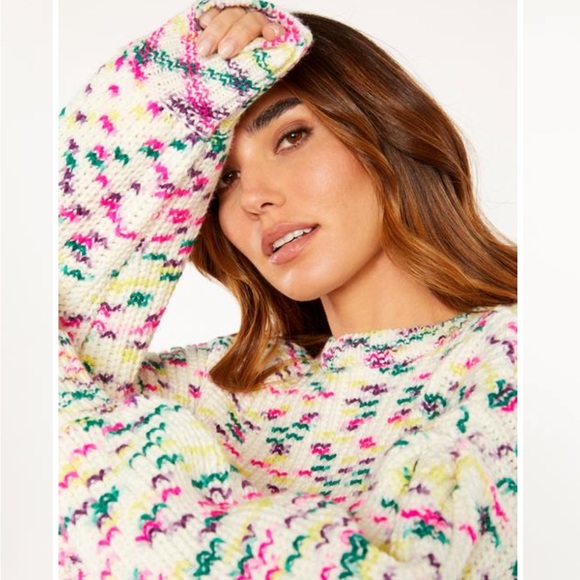 NWT $260 Cinq A Sept Multi Space Dye Mari Chunky Knit Sweater Top XSmall - Picture 4 of 6